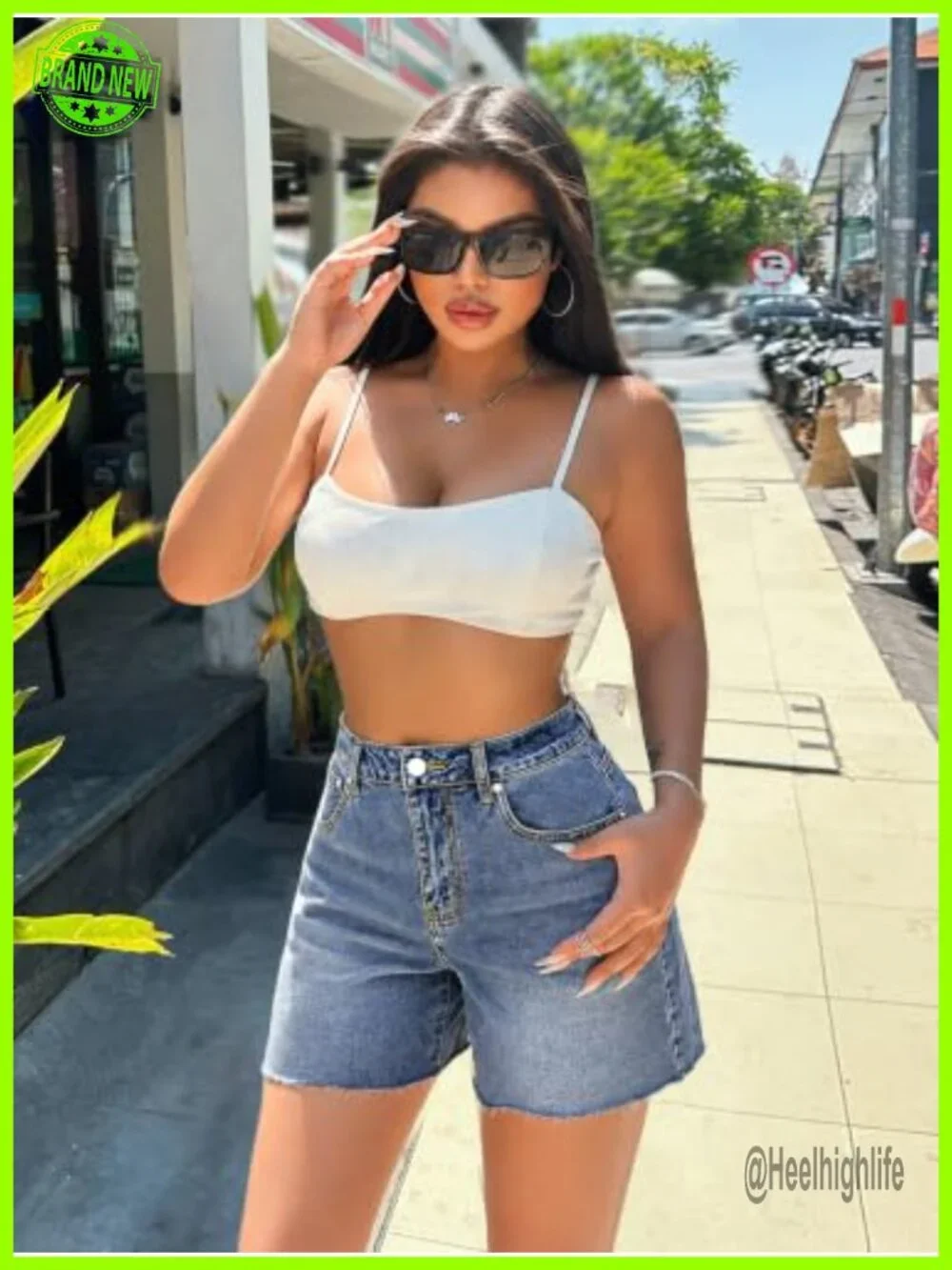 High Waisted Raw Hem Wide Leg Mom Denim Jean Shorts